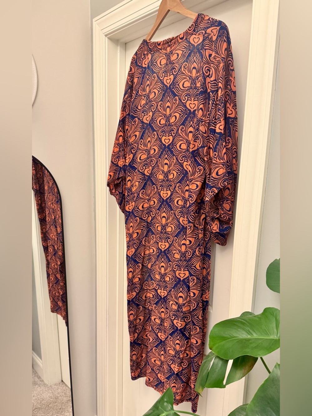 Free People | Riviera Printed Open Duster in Navy Blue & Rust Orange | OS - Picture 11 of 11